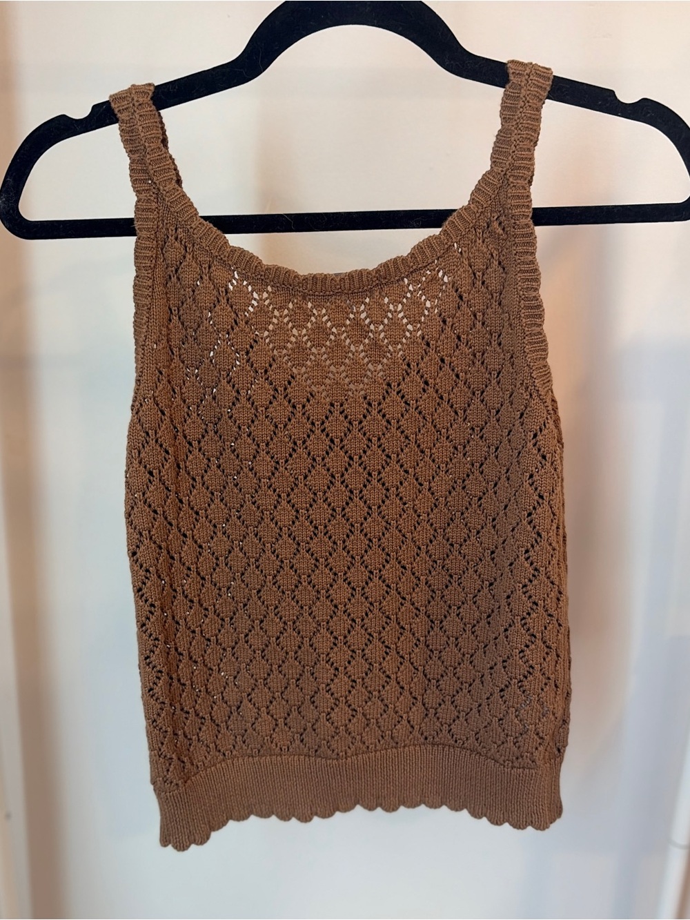 LOFT Brown Crochet Knit Button-Front Tank - Picture 5 of 5